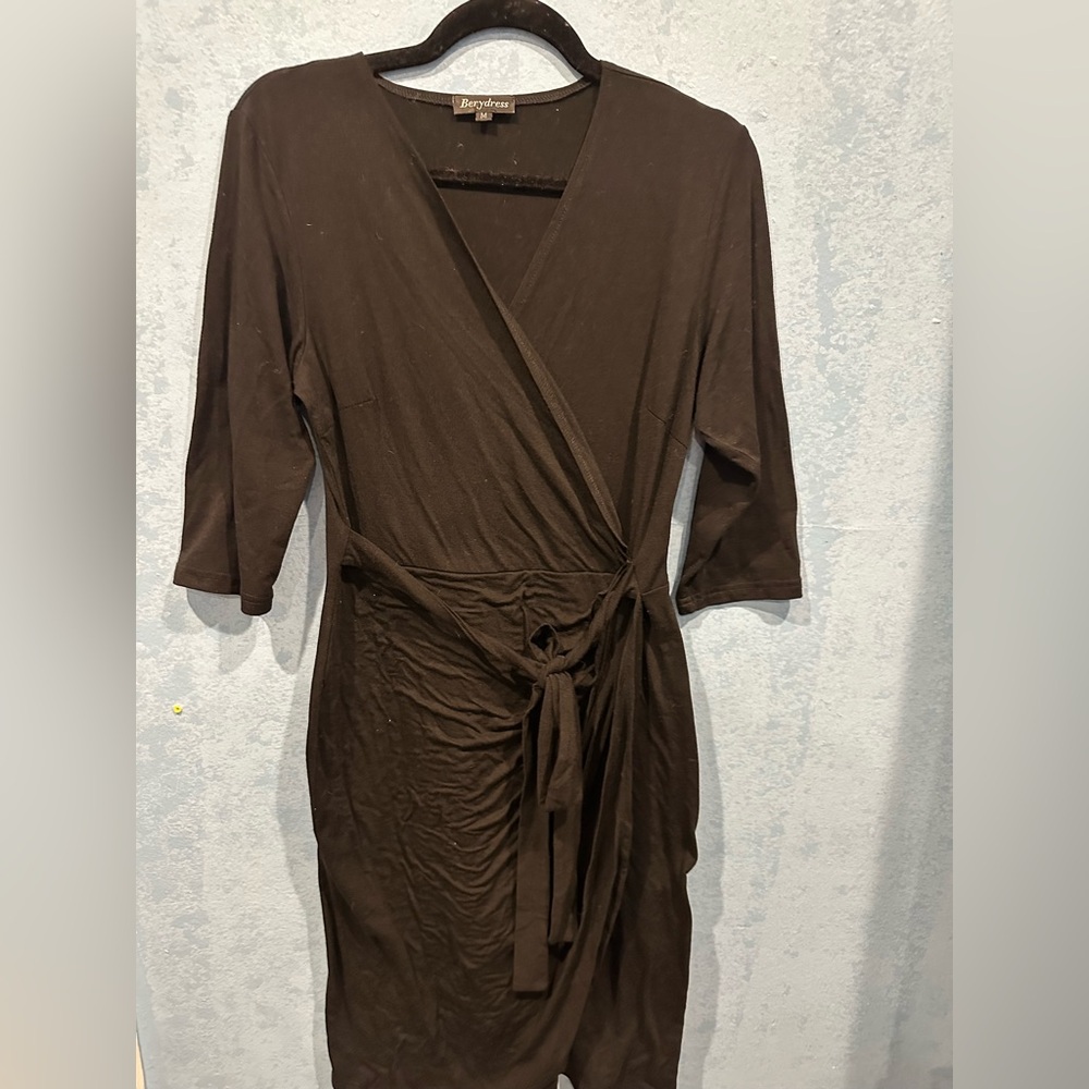 Chic Black Long Sleeve Wrap Dress